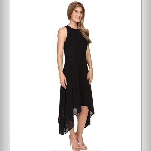 💋NWT Michael kors sharkbite hem maxi black cocktail dress 👗 6 - Picture 3 of 16